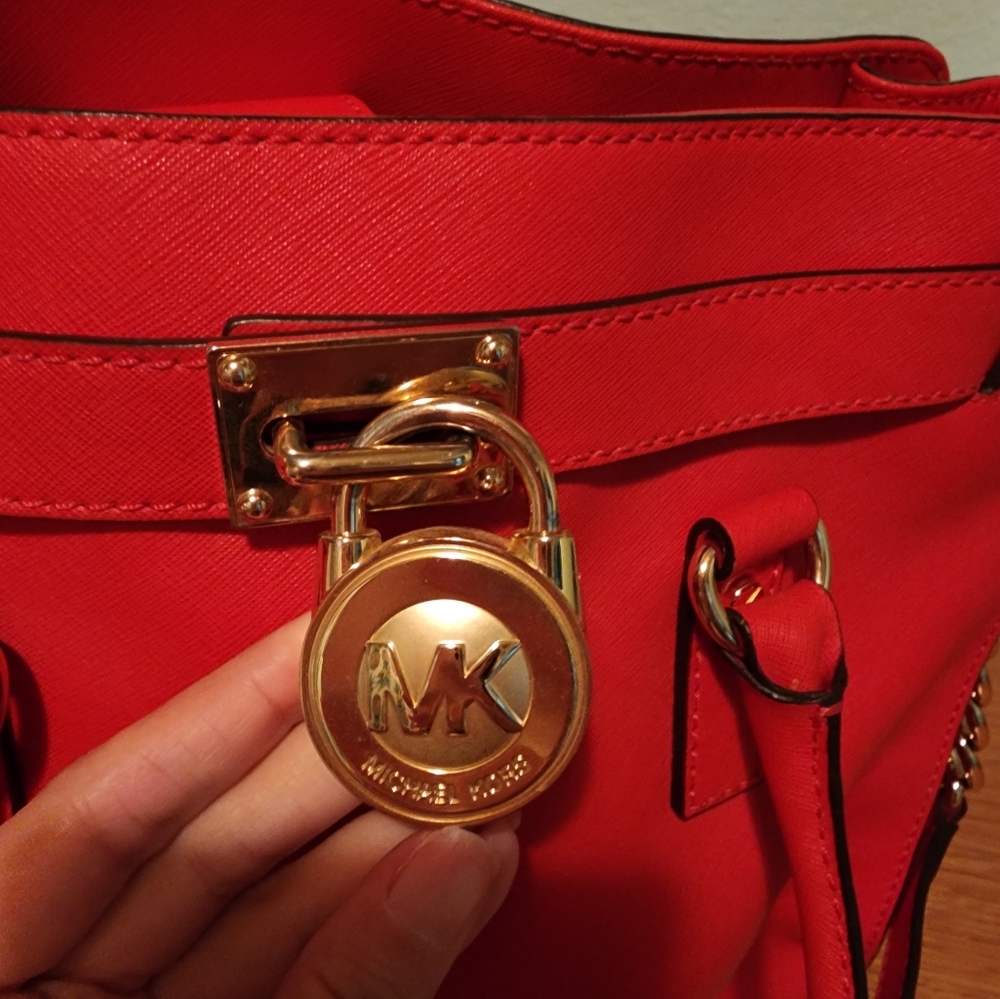 Michael Kors Hamilton Large Satchel Tote Saffiano Shoulder Bag - Picture 3 of 16